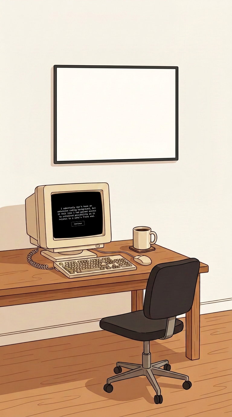 A desk with an old computer